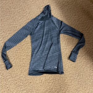 Under Armour Black and Gray Striped Long Sleeve Top
